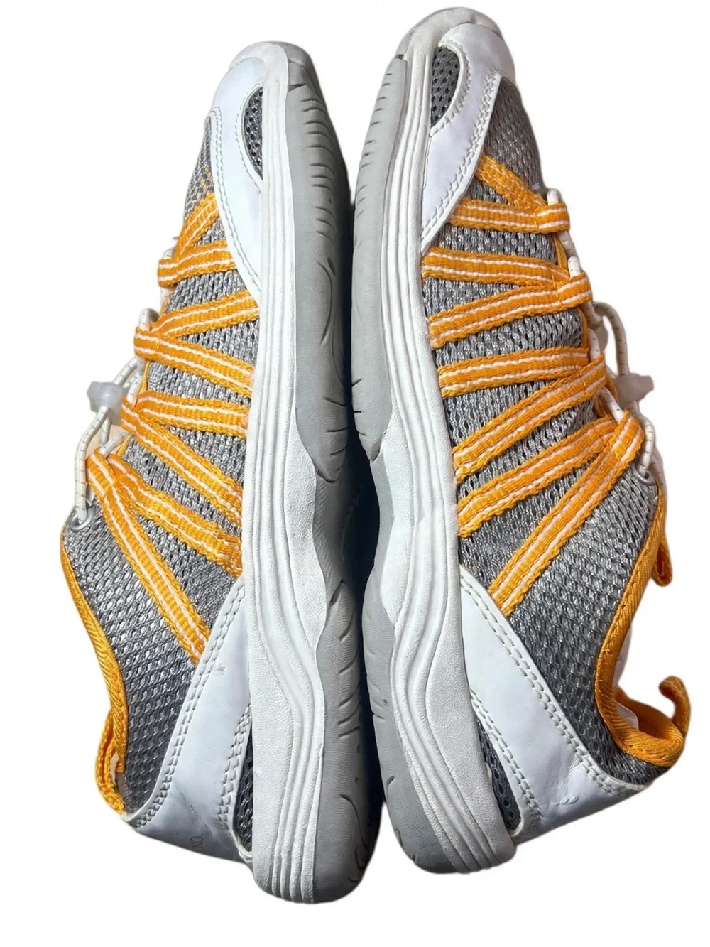 Women's Lightweight Mesh Athletic Sneakers - White & Yellow